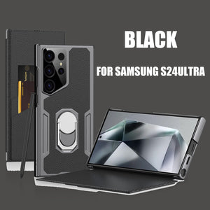 Suitable for Samsung S24Ultra Flip Rotating Ring Leather Case