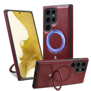 Samsung Luxurious Leather Magnetic Case with Invisible Stand for Samsung S25 Ultra Plus