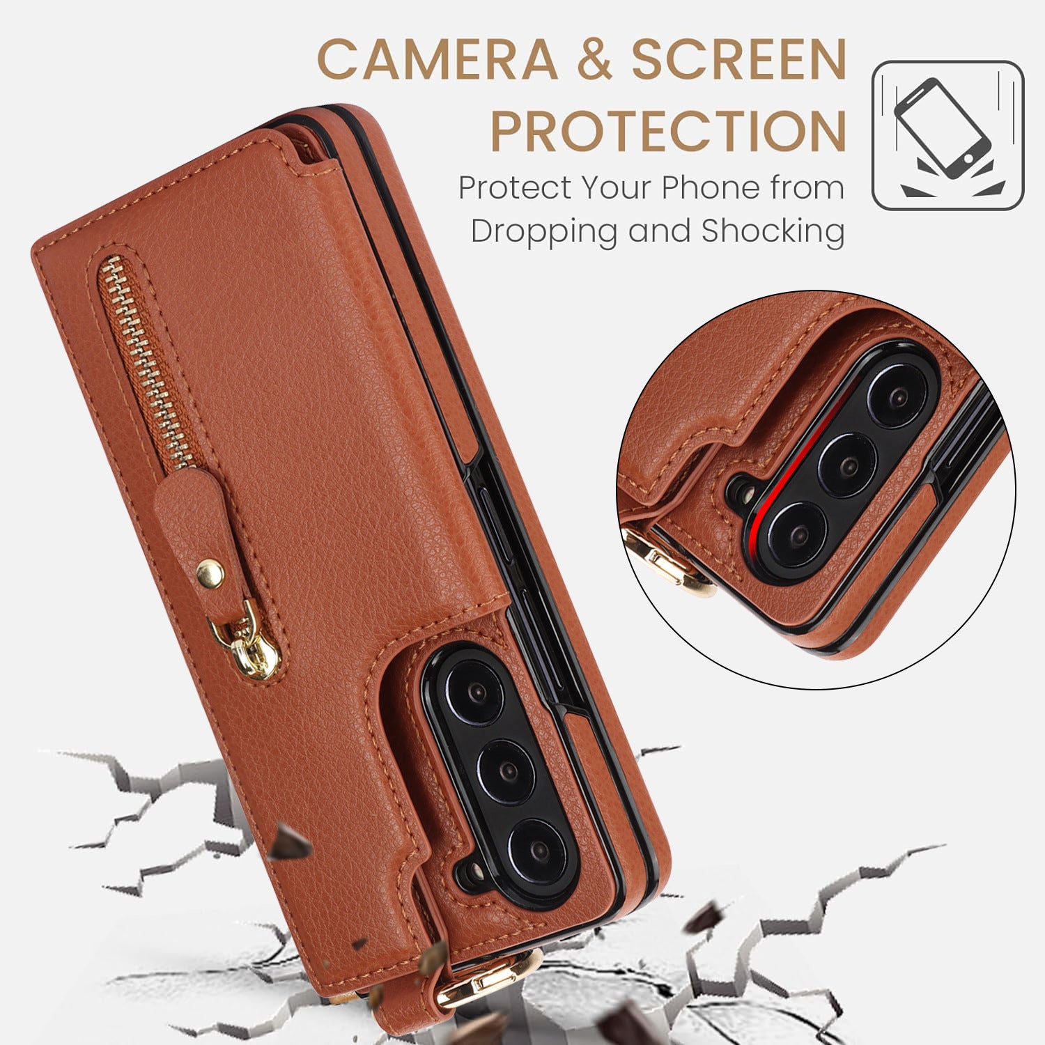 Suitable for Samsung ZFold3/4/5/6 Wallet Ring Phone Case