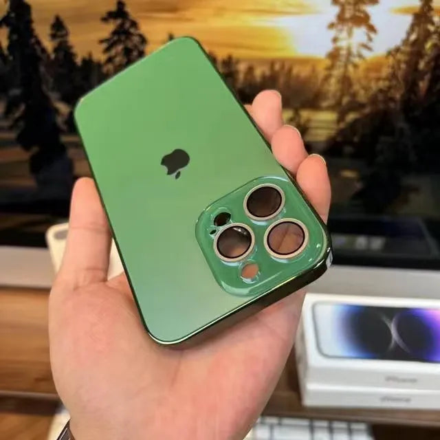 Electroplated Matte Acrylic Tempered Glass iPhone Protective Case