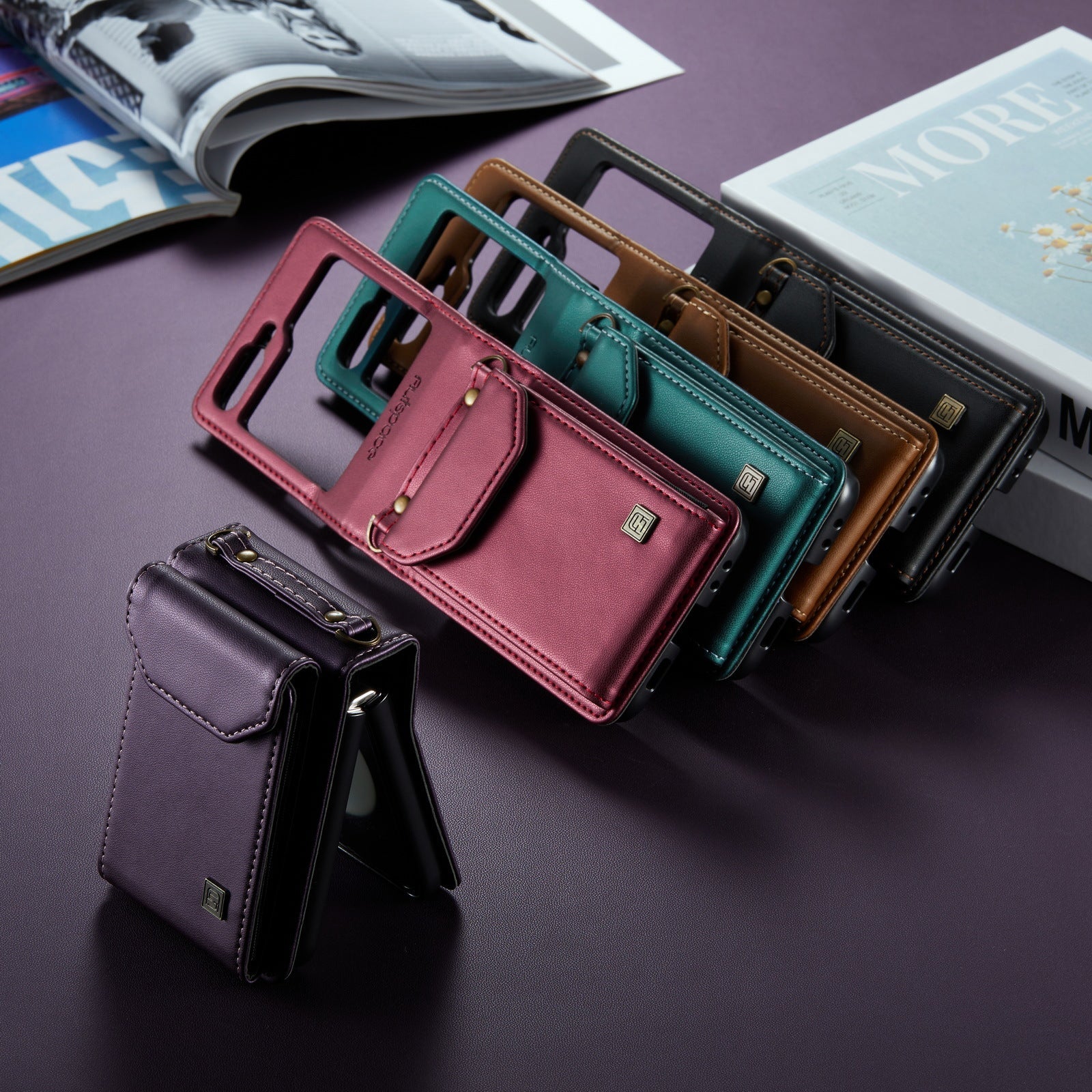 Suitable For Samsung Z Flip5/6 Foldable Screen Hanging Rope Organ Card Insert Protection Case