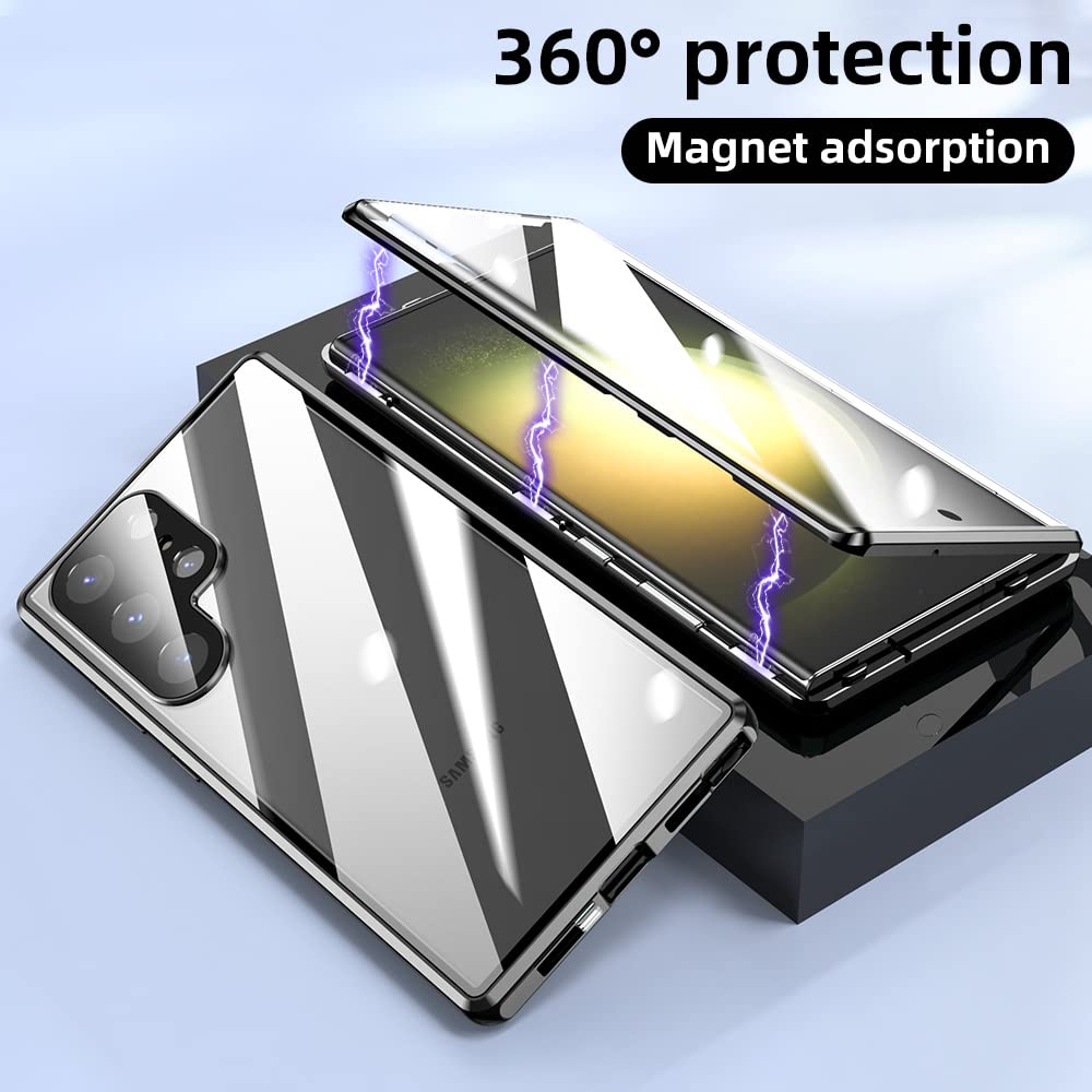 Magnetic Double Sided Tempered Glass Phone Case for Samsung S24/25 Ultra