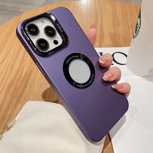 For iPhone 15 Camera Protective Mirror Bracket Magnetic Suction Phone Case