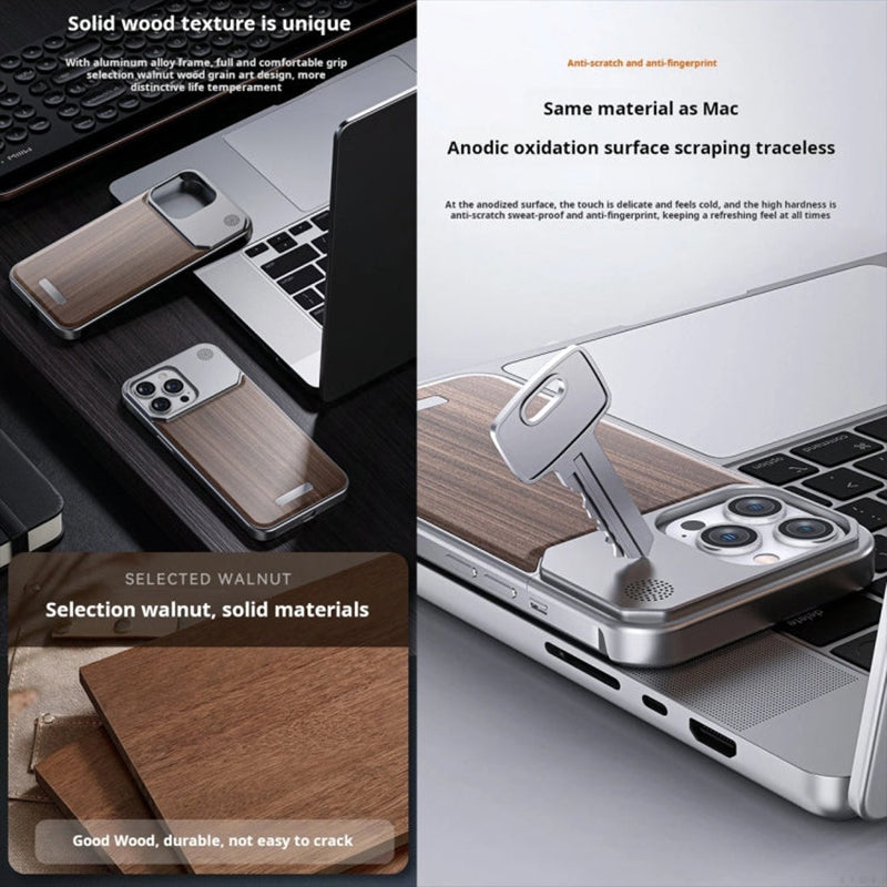 For iPhone16 Series Walnut Metal Aromatherapy Infinity Magnetic Shell