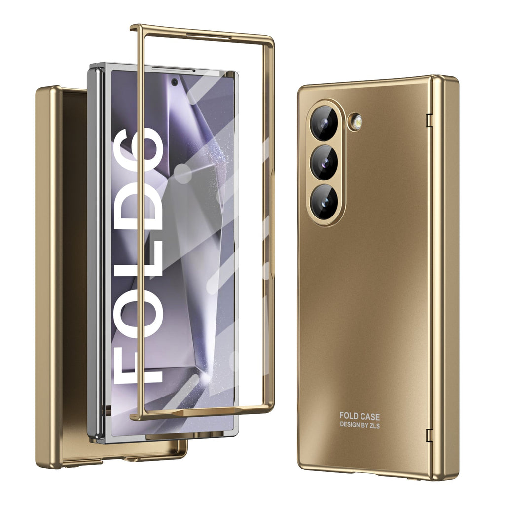Electroplating Shockproof Phone Case With Back Screen Protector Film For Galaxy Z Fold 6/5/4/3