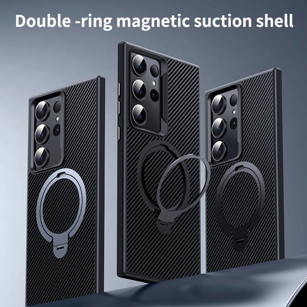 360 Rotating Bracket for MagSafe Magnetic Phone Case for Samsung Galaxy S25 Ultra Ring Holder Protective Cover