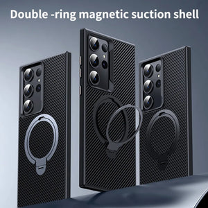 360 Rotating Bracket for MagSafe Magnetic Phone Case for Samsung Galaxy S25 Ultra Ring Holder Protective Cover