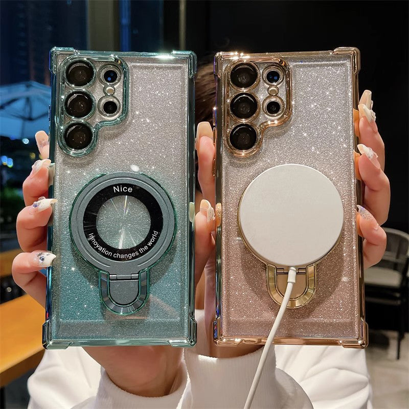 Electroplated Magnetic Stand Mobile Phone Cases For Samsung S25 Ultra
