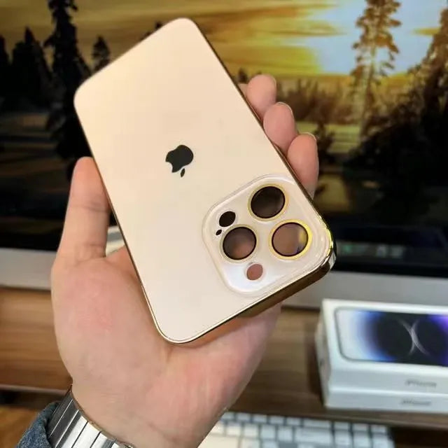 Electroplated Matte Acrylic Tempered Glass iPhone Protective Case