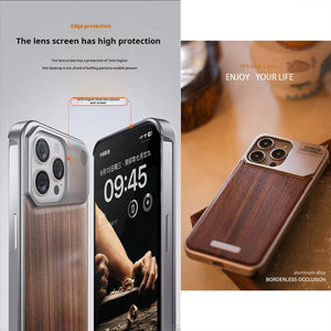 For iPhone16 Series Walnut Metal Aromatherapy Infinity Magnetic Shell