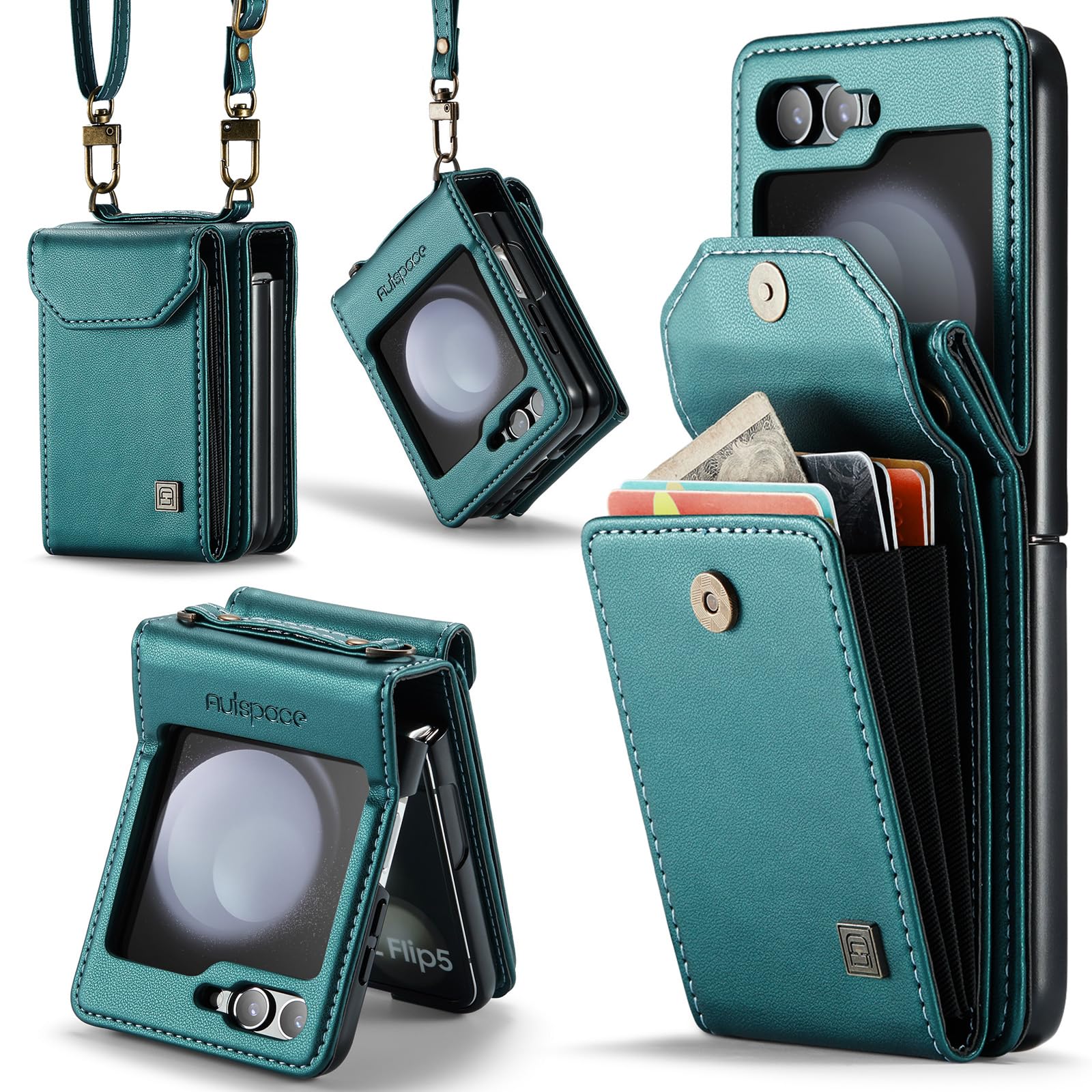 Suitable For Samsung Z Flip5/6 Foldable Screen Hanging Rope Organ Card Insert Protection Case