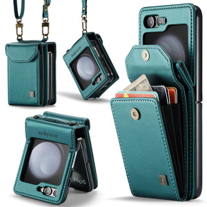 Suitable For Samsung Z Flip5/6 Foldable Screen Hanging Rope Organ Card Insert Protection Case