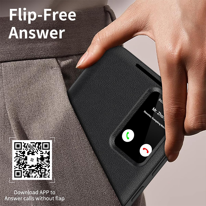 Applicable to Samsung S25Ultra Flip-free Answering Smart Sleeping Window Card Leather Case