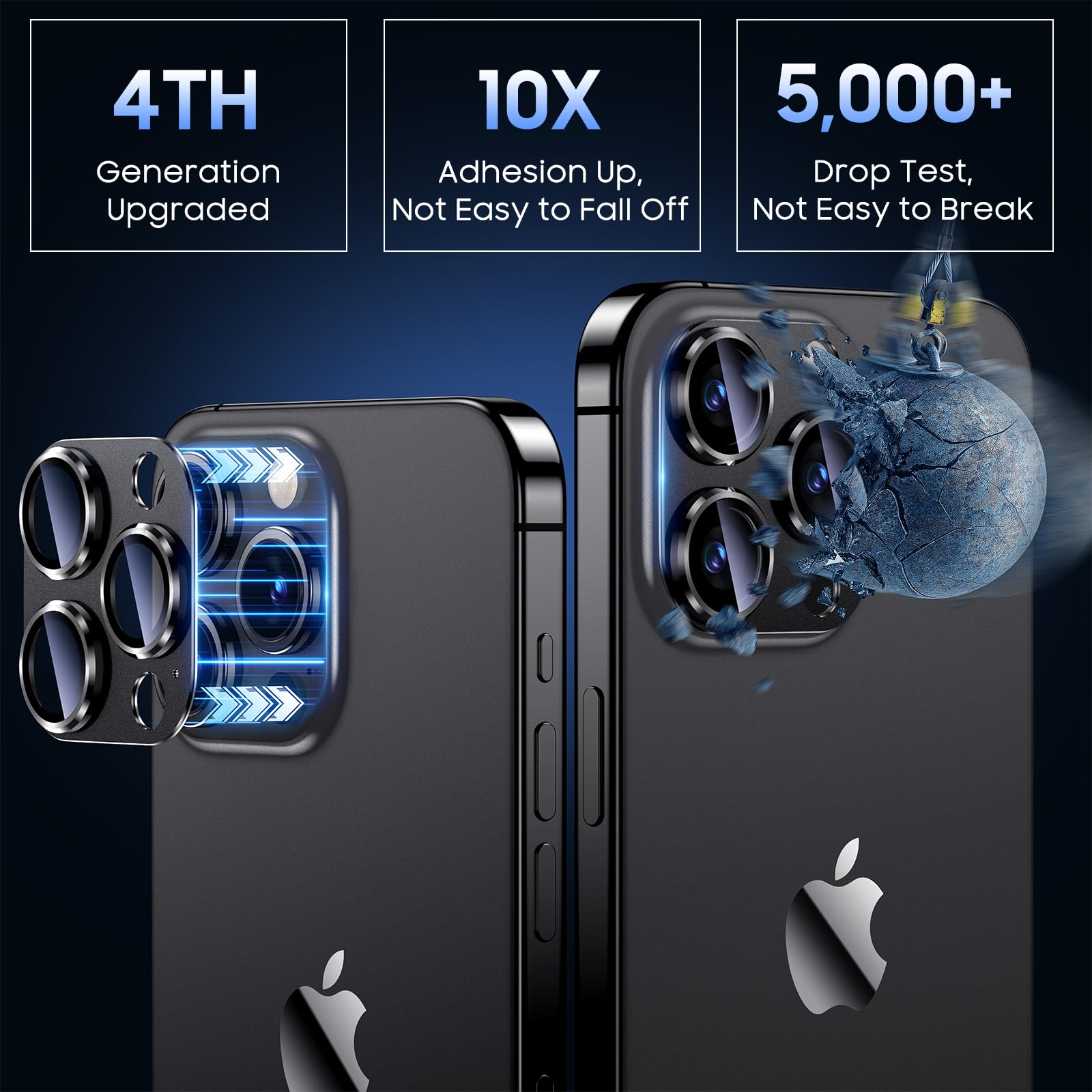 Camera lens protective film, compatible with iPhone 15 series, metal tempered glass back screen protective film