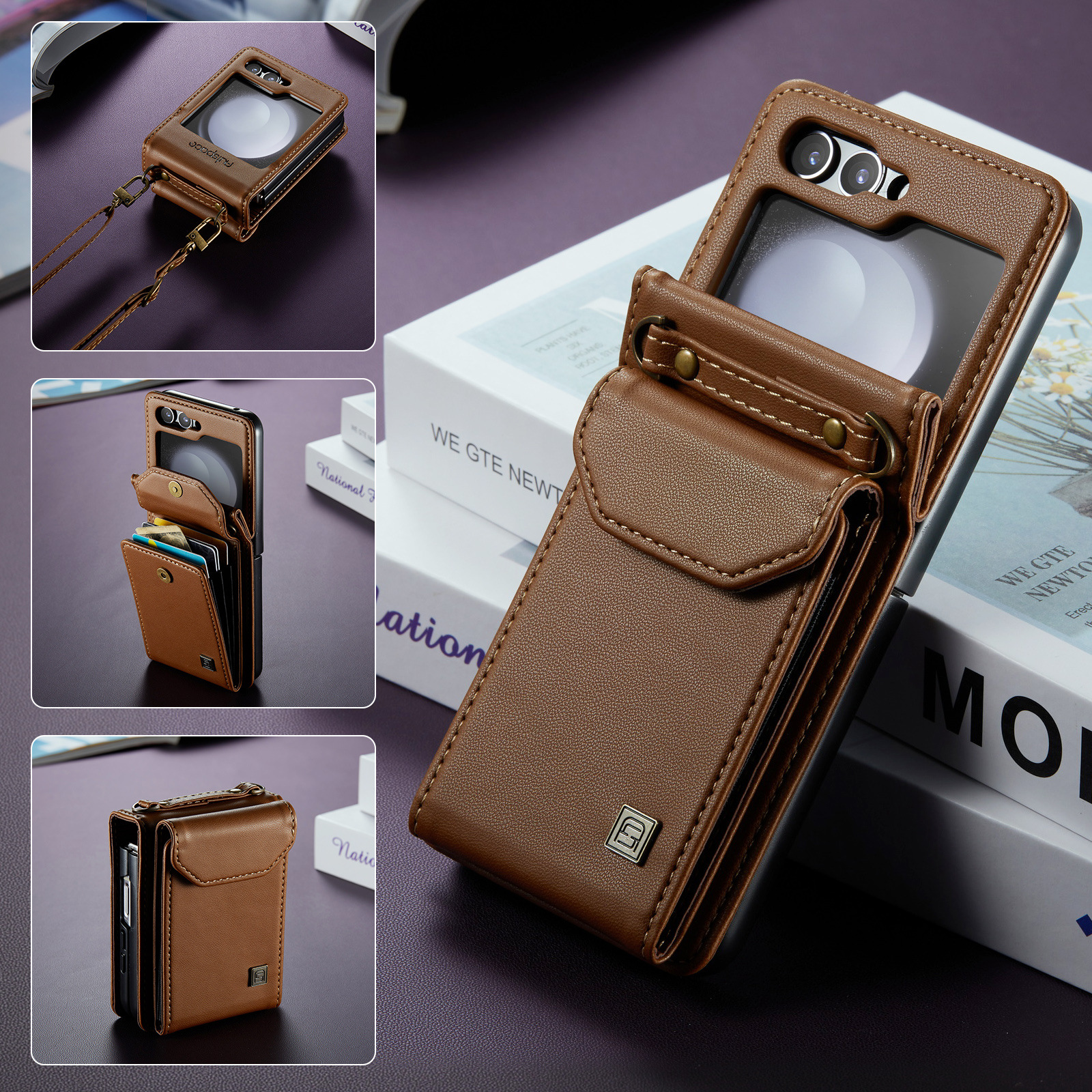 Suitable For Samsung Z Flip5/6 Foldable Screen Hanging Rope Organ Card Insert Protection Case