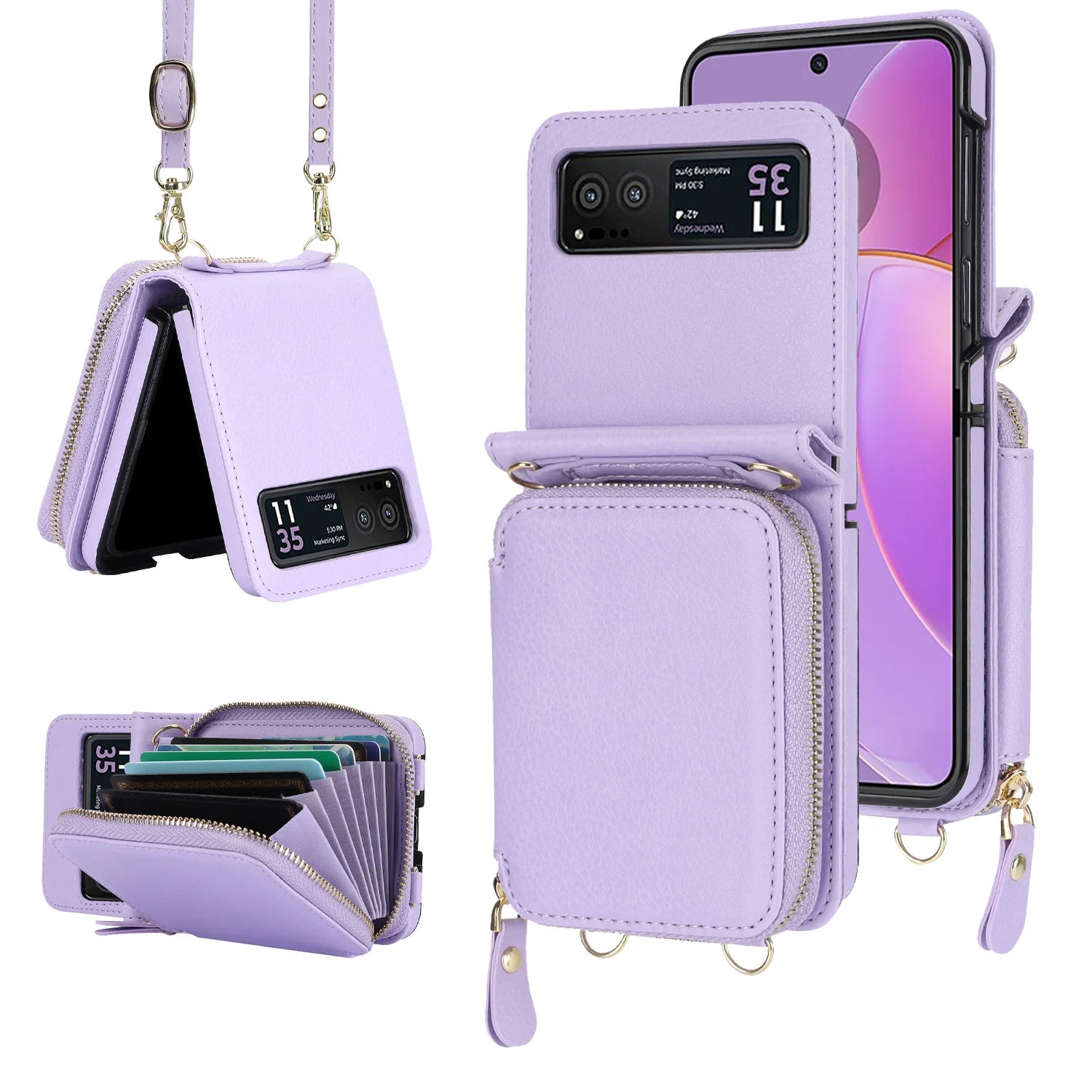Suitable for Samsung Galaxy Z Flip 6/5/4/3 leather card holder mobile phone case