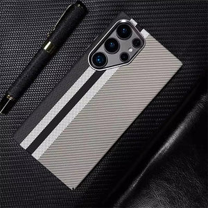 Trendy Carbon Fibre Relief MagSafe Phone Casefor Samsung S24 S23 Ultra S23 S24 Plus Wireless Charging Hard Pc Shockproof Cover Protection Cellphone Protective