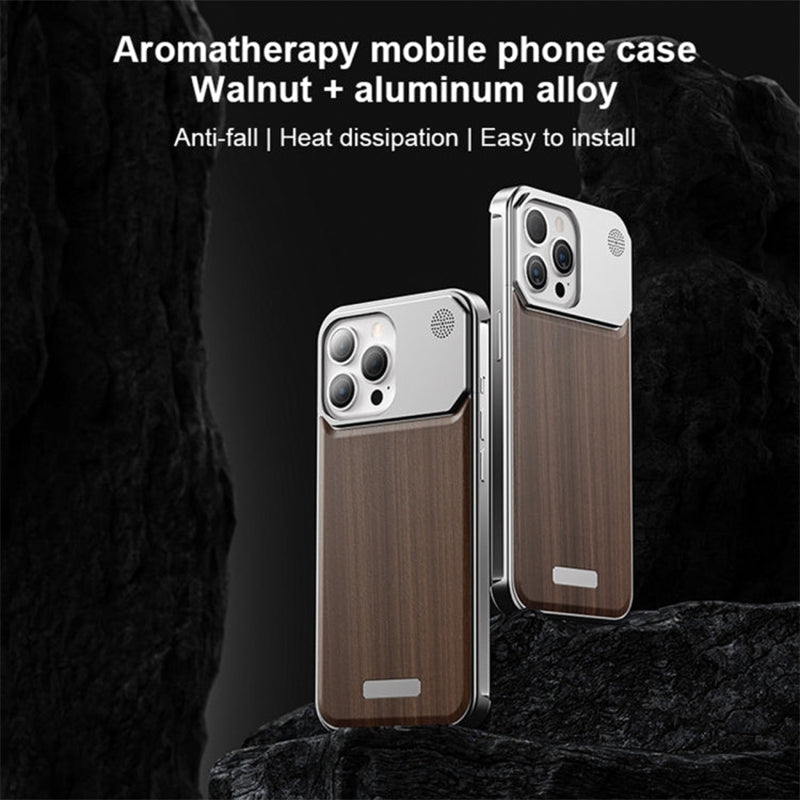 For iPhone16 Series Walnut Metal Aromatherapy Infinity Magnetic Shell