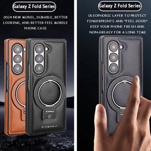 New Arrival - Handcrafted Luxury Leather Invisible Magnetic Stand Protective Shell for Samsung Z Fold6/5/4/3