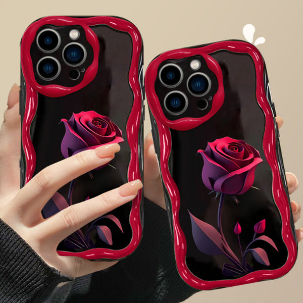 Dark night red rose phone case