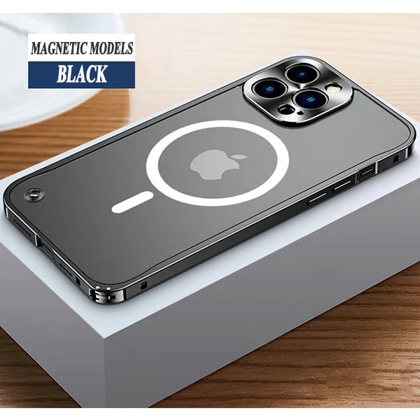 For iPhone15 Series Luban Buckle Metal Middle Frame/Frosted Back Panel/Lens All-Inclusive Mobile Phone Case