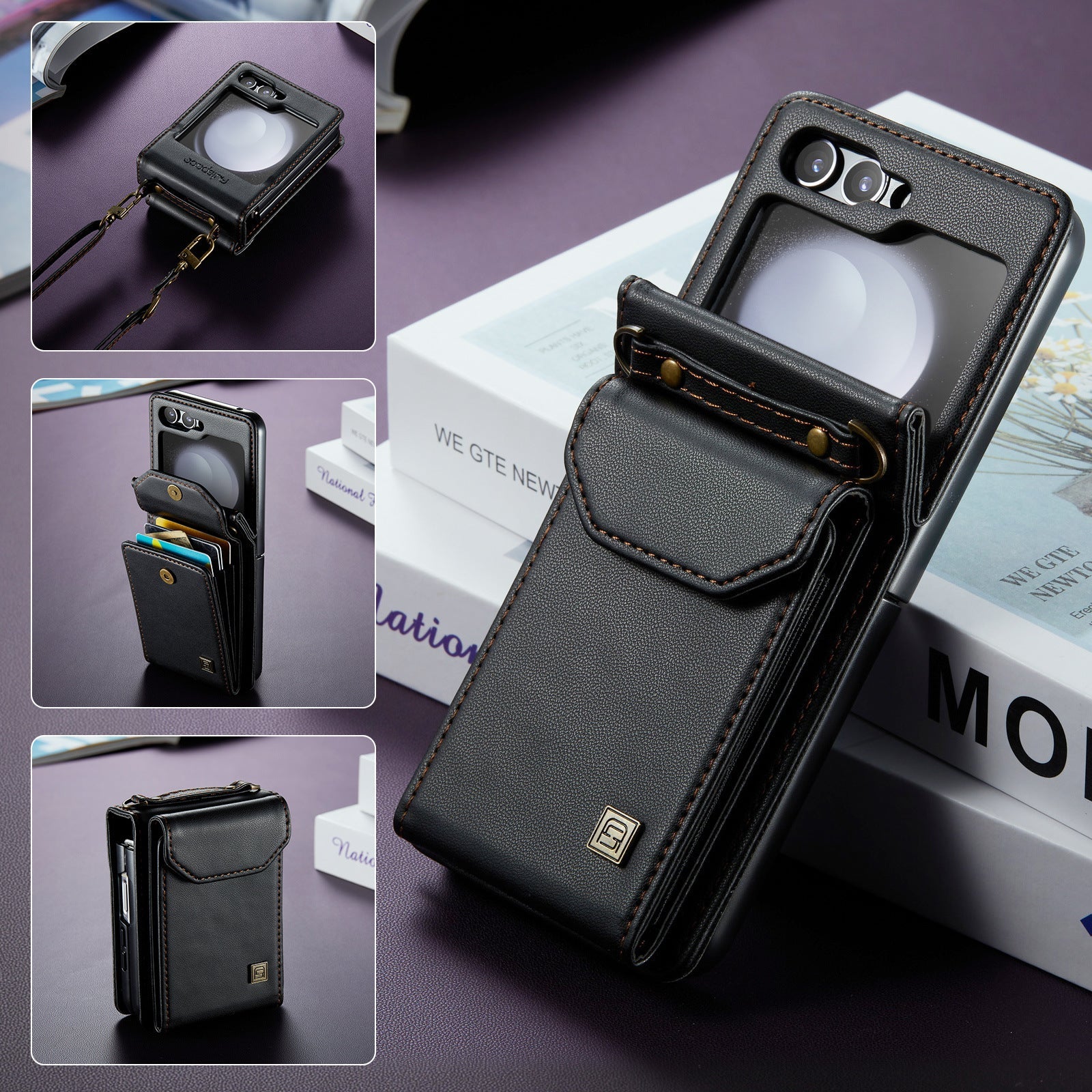 Suitable For Samsung Z Flip5/6 Foldable Screen Hanging Rope Organ Card Insert Protection Case