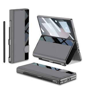 Luxurious Leather Cover Shockproof Phone Case With Screen Protector & Pen Slot For Galaxy Z Fold 6/7