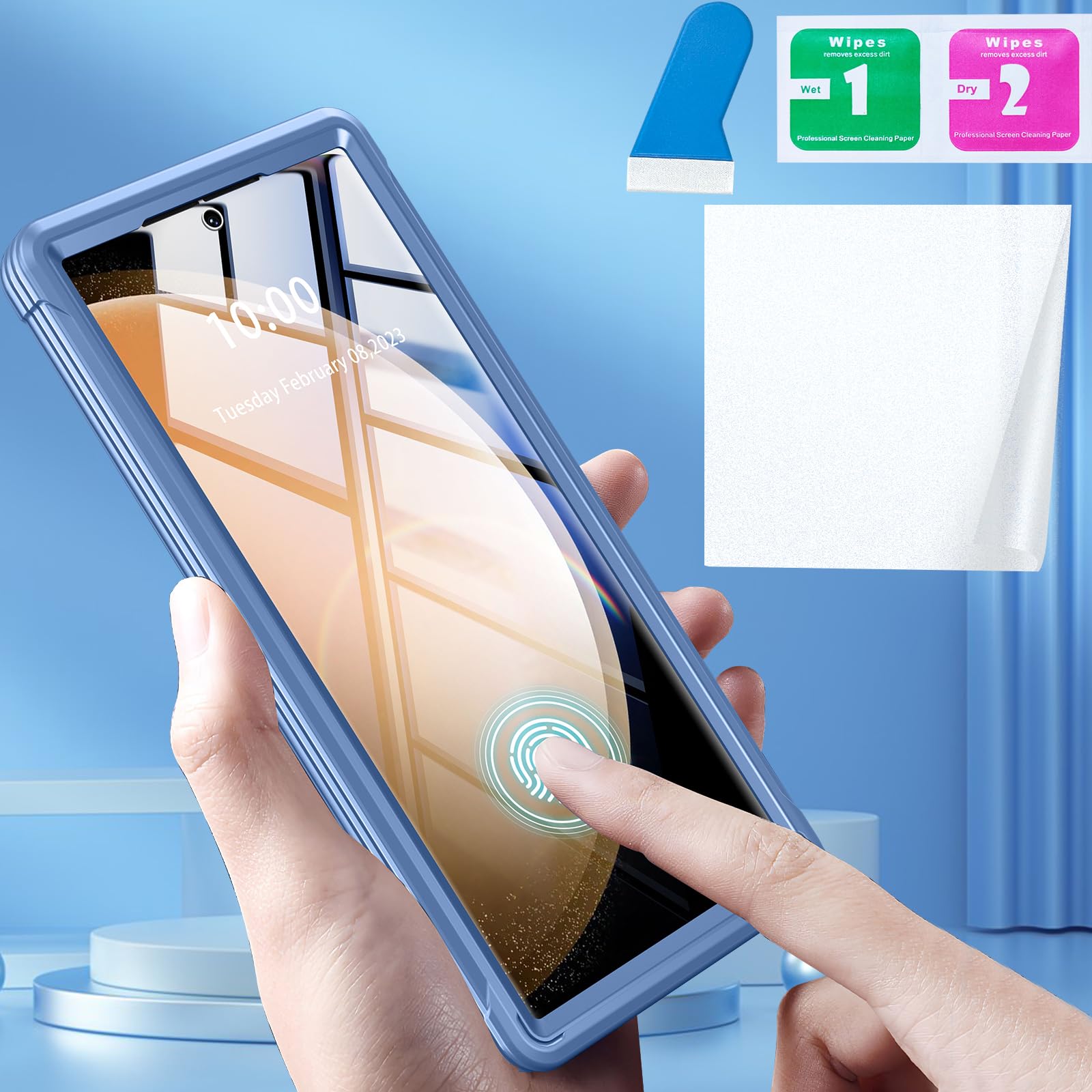 Magnetic Case for Galaxy S24 Ultra Built-in Screen Protector,  Double Sided Phone Case