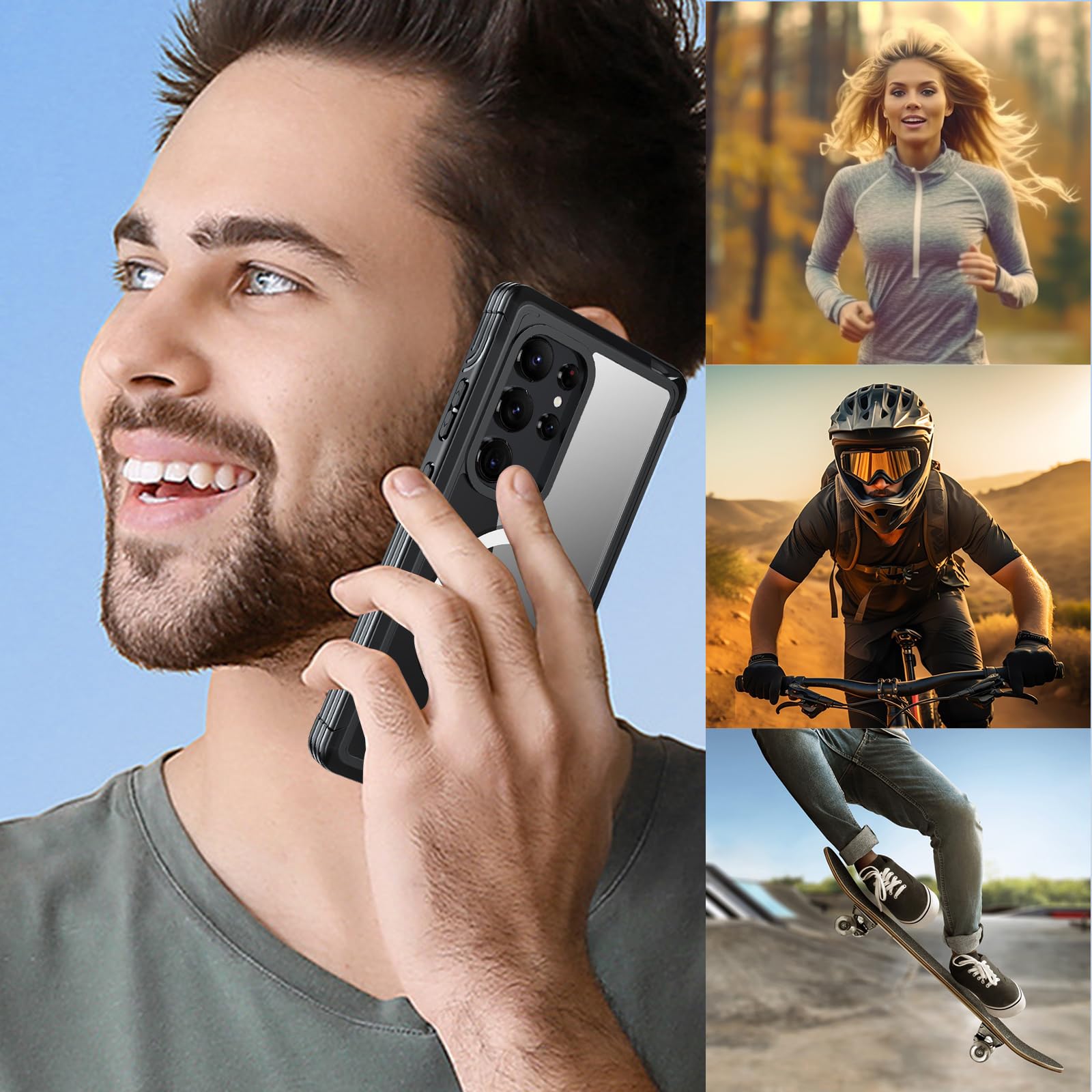 Magnetic Case for Galaxy S24 Ultra Built-in Screen Protector,  Double Sided Phone Case