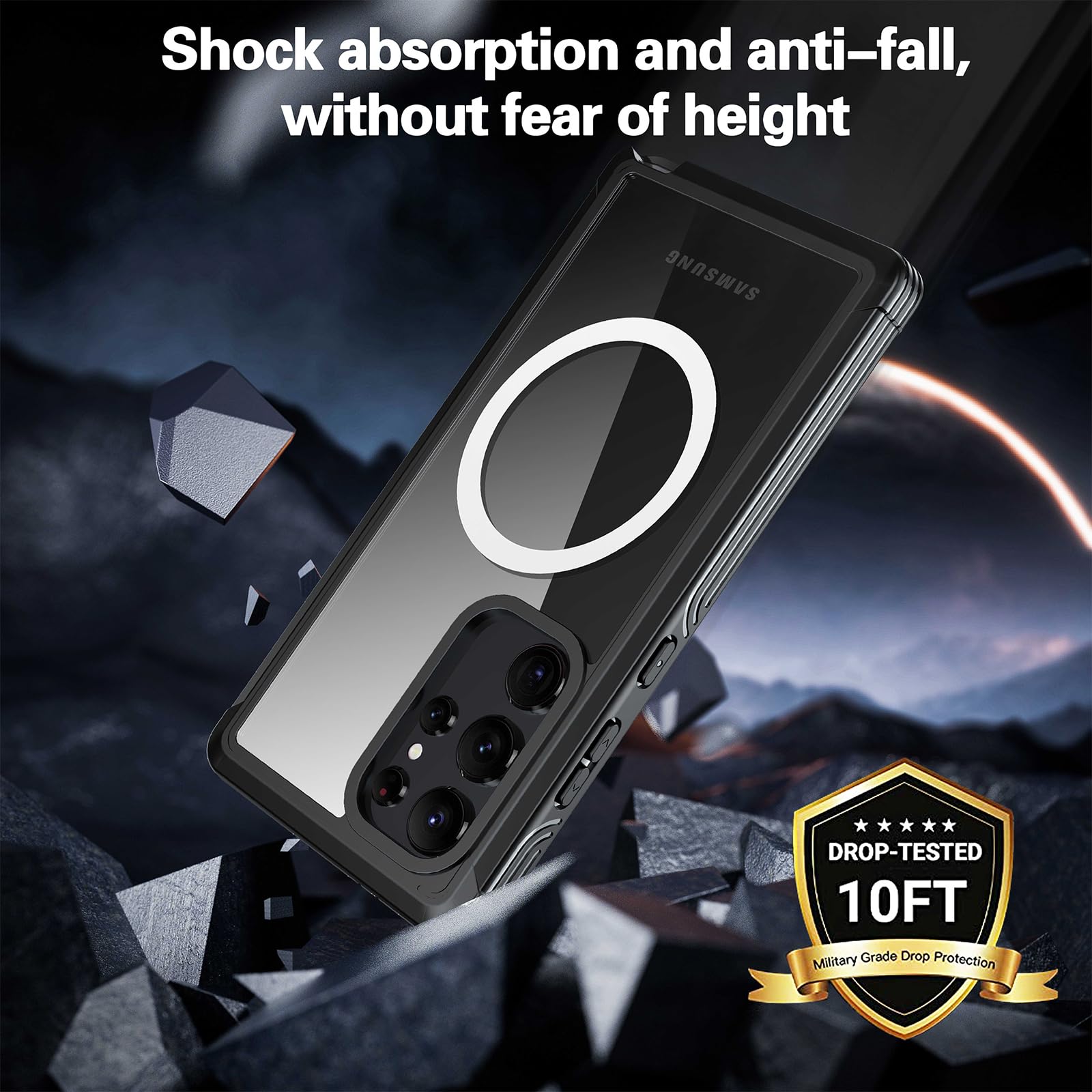 Magnetic Case for Galaxy S24 Ultra Built-in Screen Protector,  Double Sided Phone Case