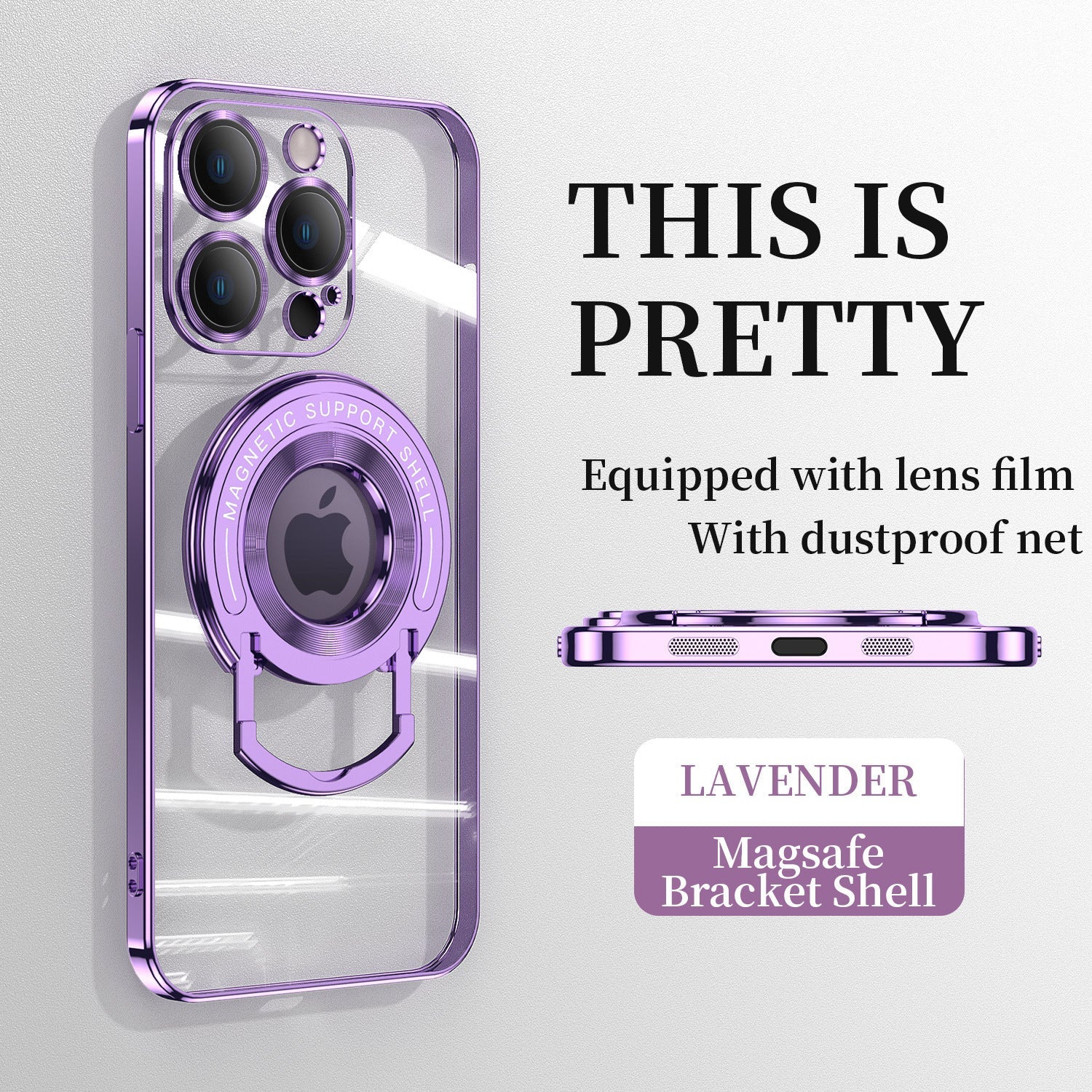 For iPhone 14/15 Series Electroplated Magnetic Bracket Phone Case
