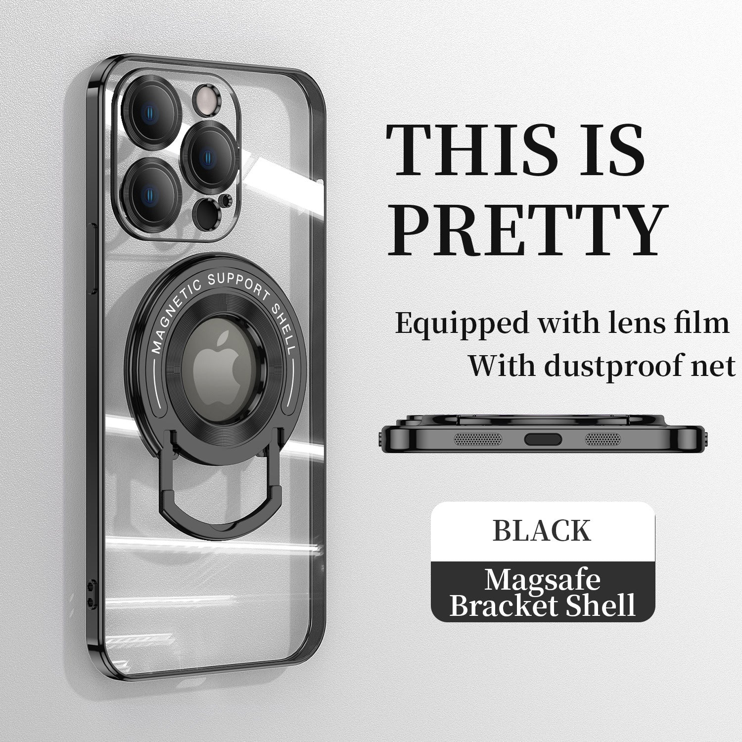 For iPhone 14/15 Series Electroplated Magnetic Bracket Phone Case