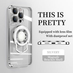 For iPhone 14/15 Series Electroplated Magnetic Bracket Phone Case