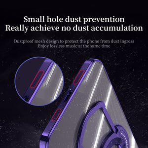 For iPhone 14/15 Series Electroplated Magnetic Bracket Phone Case