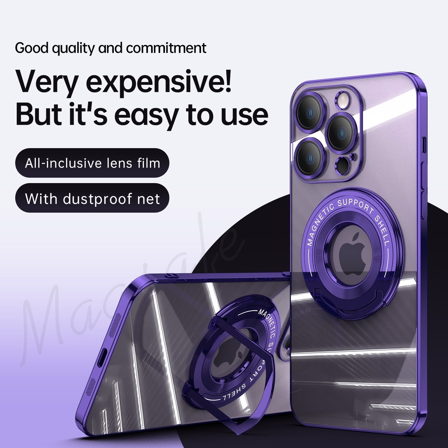 For iPhone 14/15 Series Electroplated Magnetic Bracket Phone Case