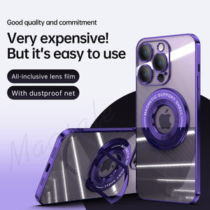 For iPhone 14/15 Series Electroplated Magnetic Bracket Phone Case