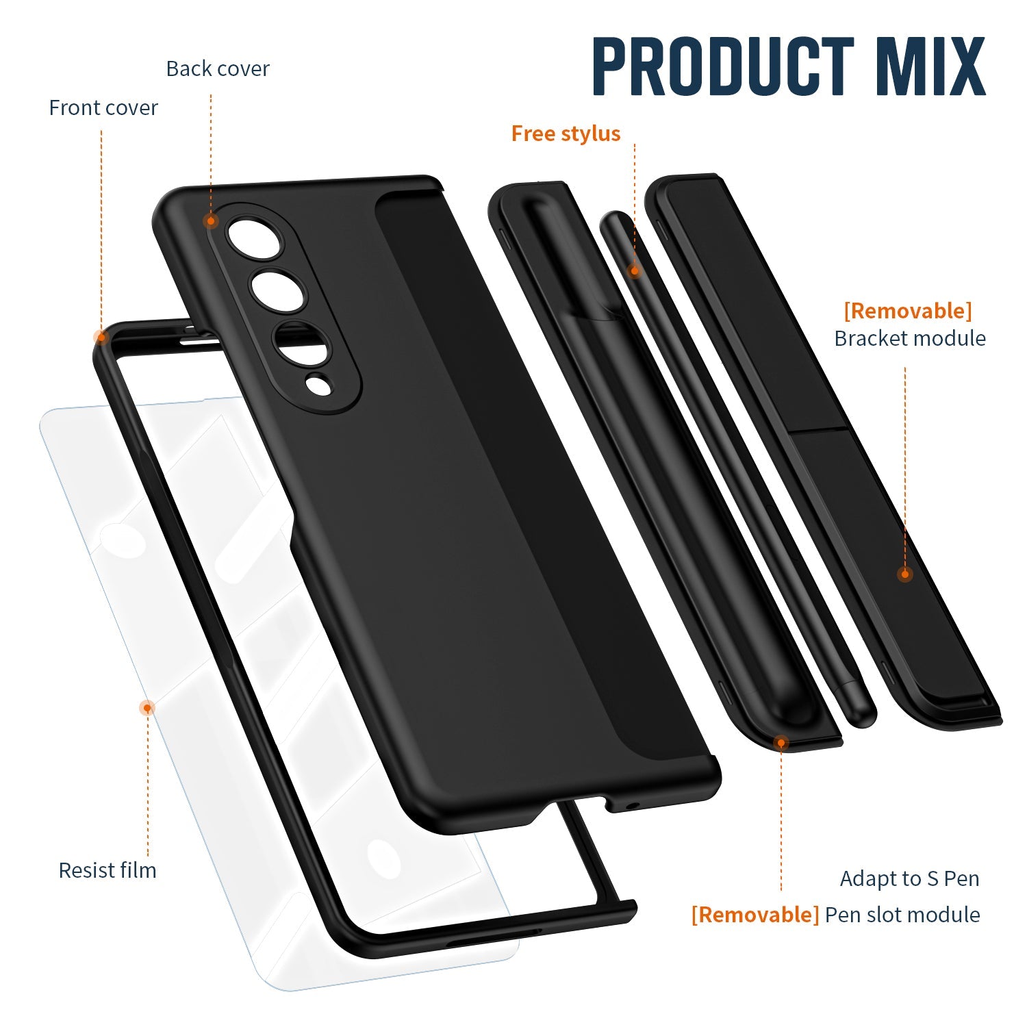 For Samsung ZFold5/6 Fold Two In One Pen Slot Mobile Phone Case