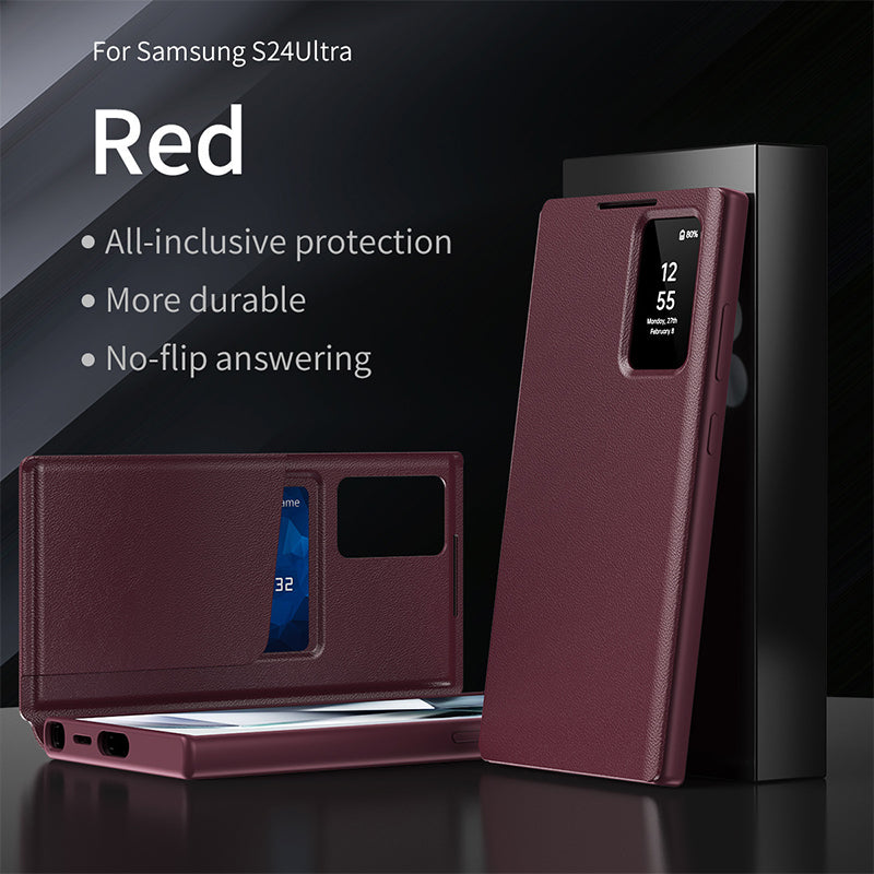 Applicable to Samsung S25Ultra Flip-free Answering Smart Sleeping Window Card Leather Case