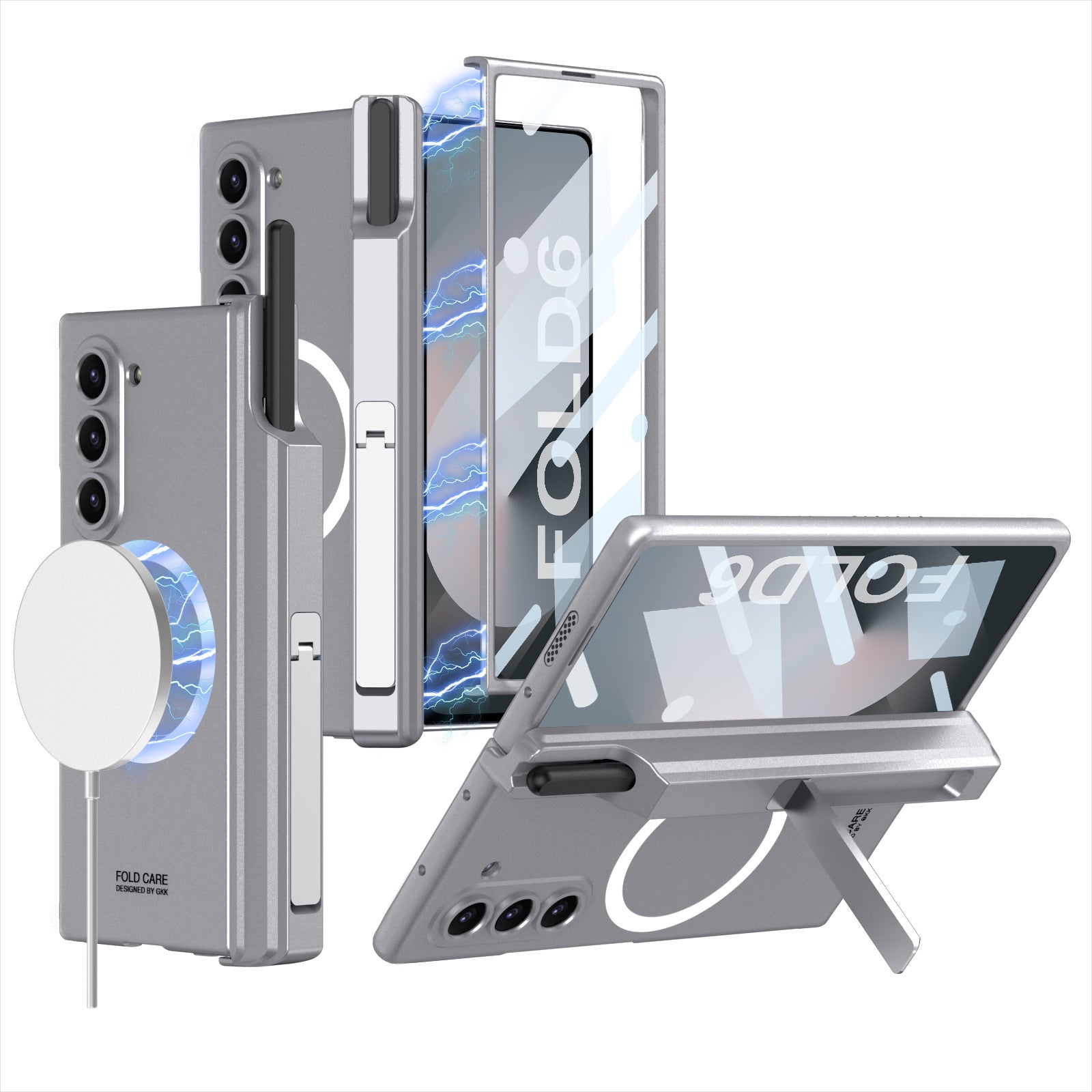 Wireless Magnetic Phantom Pen Holder Mobile Phone Case For Samsung Z Fold 5/6