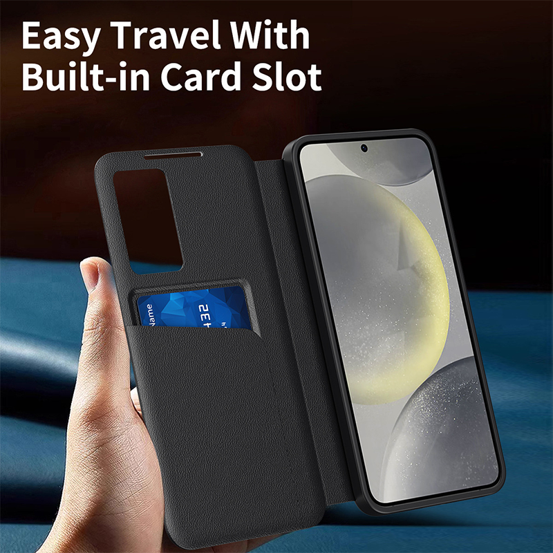 Applicable to Samsung S25Ultra Flip-free Answering Smart Sleeping Window Card Leather Case