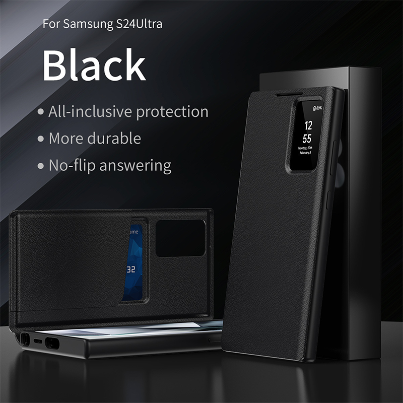 Applicable to Samsung S25Ultra Flip-free Answering Smart Sleeping Window Card Leather Case