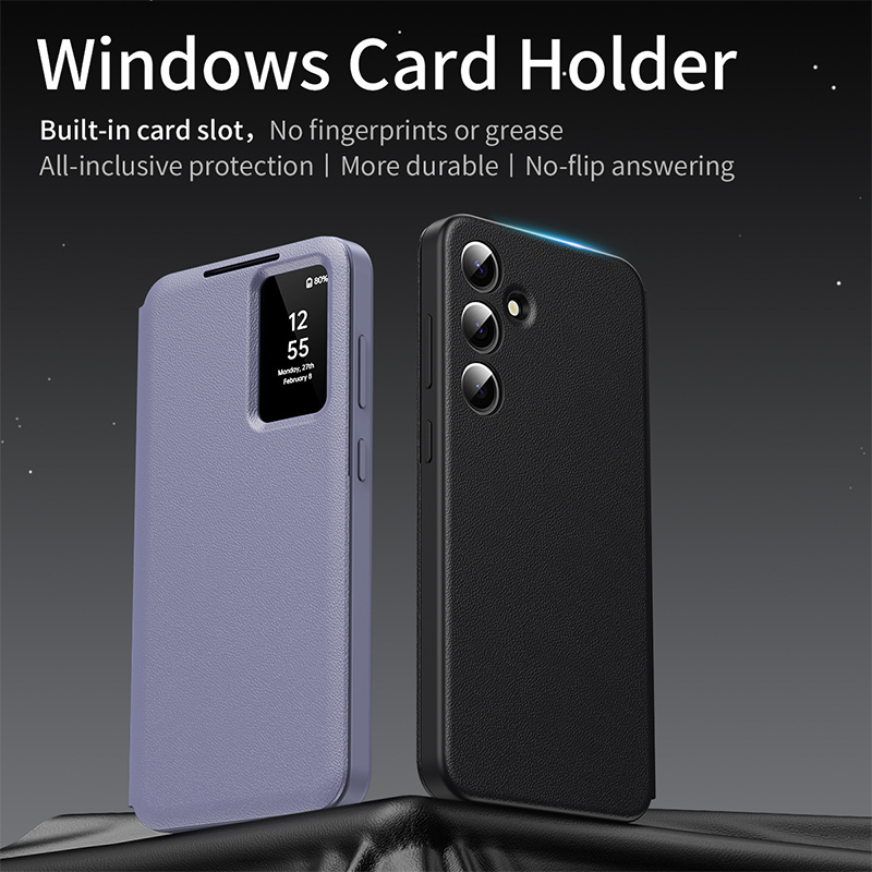 Applicable to Samsung S25Ultra Flip-free Answering Smart Sleeping Window Card Leather Case