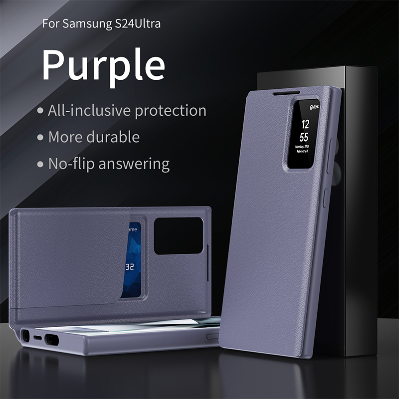 Applicable to Samsung S25Ultra Flip-free Answering Smart Sleeping Window Card Leather Case