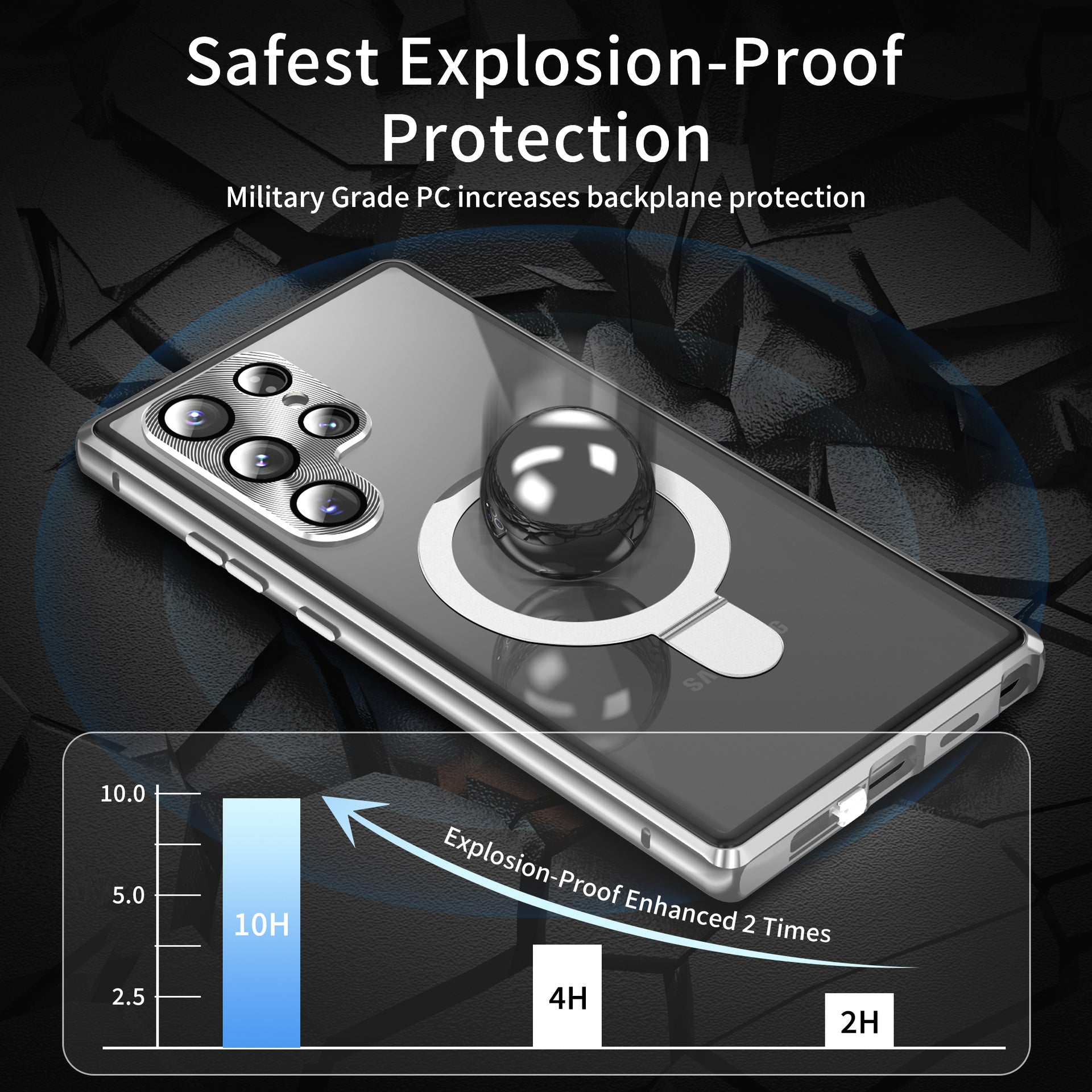 For Samsung Galaxy S25Ultra Full Tempered Glass + Metal Magnetic Folding Bracket Phone Case
