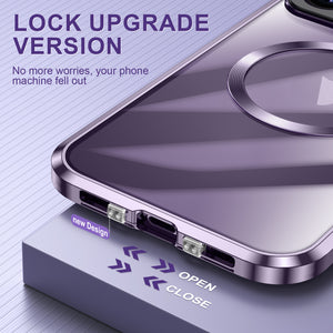For iPhone 14 Buckle Magnetic Suction Design Large Window Protection Bracket Phone Case