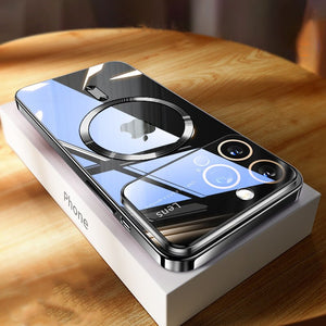 Suitable For iPhone 13/14/15 Large Window Electroplated Protective Lens Magnetic Phone Case