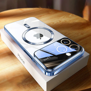Suitable For iPhone 13/14/15 Large Window Electroplated Protective Lens Magnetic Phone Case
