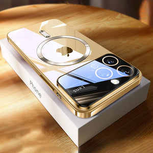 Suitable For iPhone 13/14/15 Large Window Electroplated Protective Lens Magnetic Phone Case
