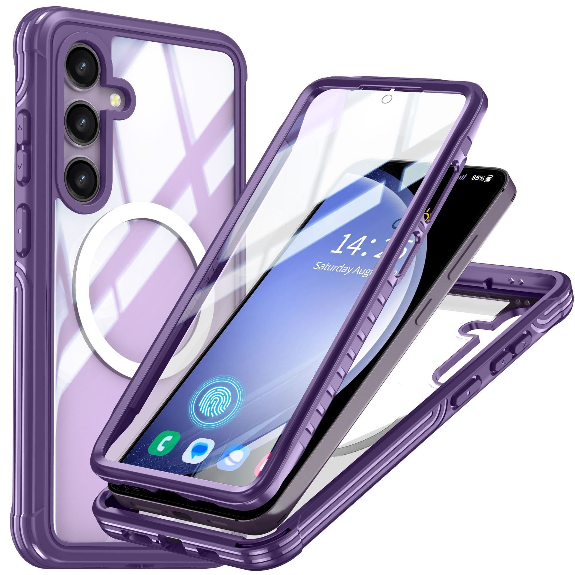 Magnetic Case for Galaxy S24 Ultra Built-in Screen Protector,  Double Sided Phone Case
