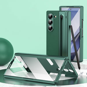 Electroplated leather Shell Film Integrated protective case or Samsung Z Fold Series with Pen Slot